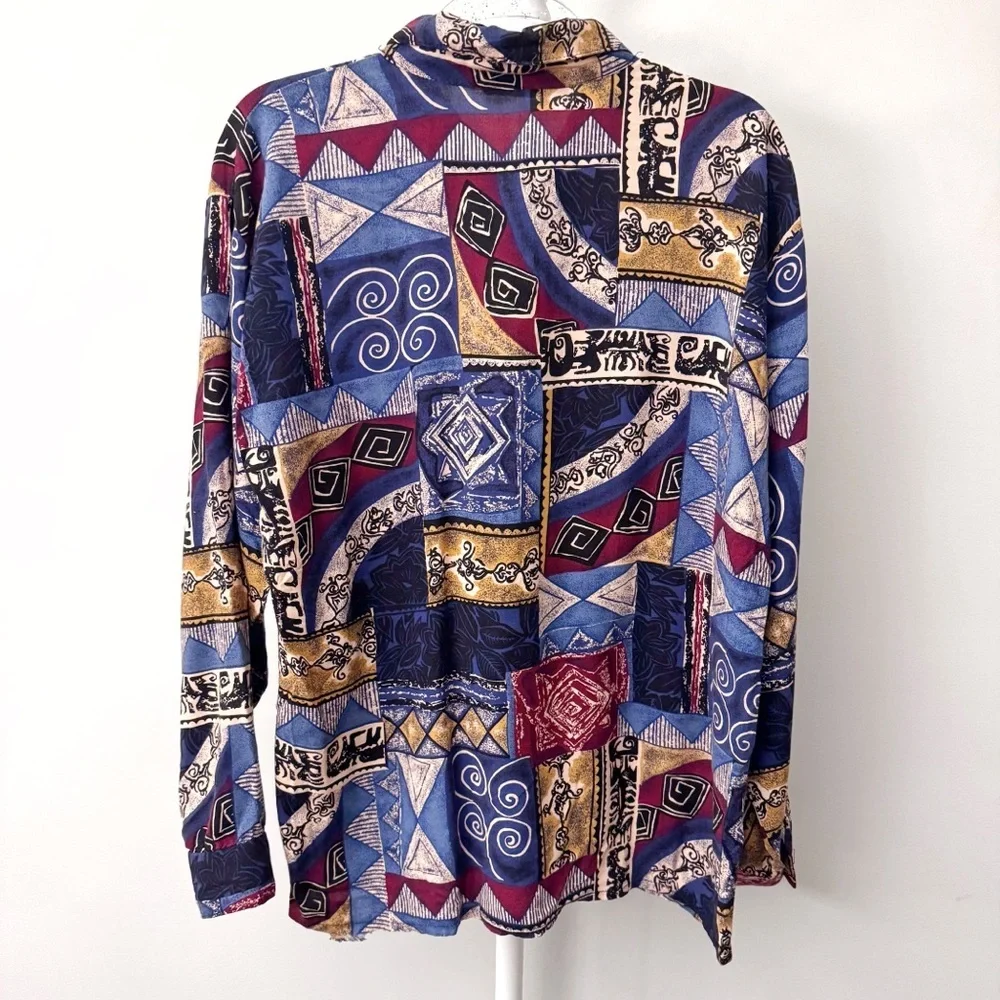 Vintage Floral Paisley Pattern Boho Festival Hippie Button Down Shirt Blouse - Picture 3 of 10